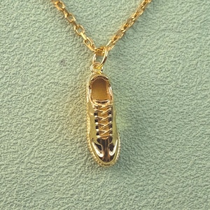 Custom Size Gold Sneaker Charm Necklace Sterling Silver Trainer Shoe Pendant Unisex Athletic Shoe Jewelry Sports Charm for Necklace Bracelet