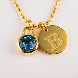Dije de disco con inicial personalizado, chapado en oro de 18 quilates, con monograma grabado, colgante con nombre, moneda de plata esterlina, etiqueta para collar, pulsera, pendiente, llavero.