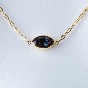 Personalized Marquise Birthstone Necklace: 18K Gold Plated Sterling Silver