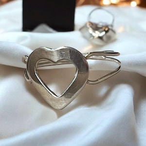 Taxco Sterling Silver Heart Ring: Stackable Double Band, Size 8