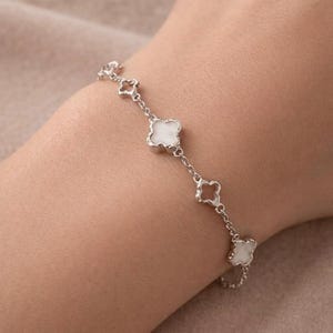 Four leaf clover Sterling Silver bracelet- adjustable everyday jewelry