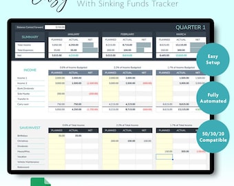 Easy Annual Budget With Sinking Funds Tracker