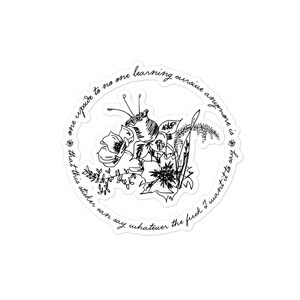 Blumige Sprache Aufkleber | Elegante Blumen Botanische Kunst mit Haltung | Schreibschrift Obszönitäten | Lustiger Sarkastischer Vinyl Aufkleber | 4" | Kostenloser Versand