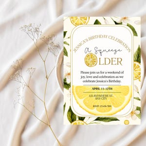 Invitación de cumpleaños de limón: Baby Shower cítrico, plantilla editable de Canva (descarga digital)
