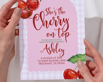 Kirsche an der Spitze Babyparty-Einladung Unsere Kirsche an der Spitze Baby-Feier, die es ist ein Mädchen