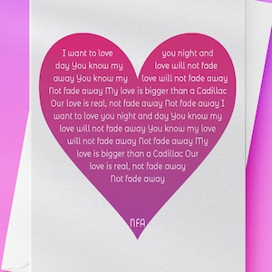 Grateful Dead Valentine Card | NFA Deadhead Anniversary Card | Not Fade Away Romantic Hippie Greeting Card