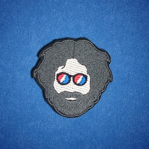 Mini Jerry Garcia Embroidered Patch | Grateful Dead Iron-on Small Deadhead Patch for Hats, Caps, Jackets & Bags