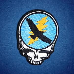 Small Bob Weir Hawk Embroidered Patch | 4 inch Grateful Dead Stealie Iron-on | Deadhead Memorial Decal for Jackets, Backpacks, Vests, Bags