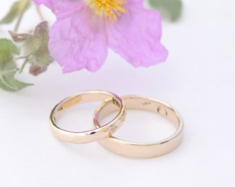 14k Solid Gold Hammered Unisex Wedding Band