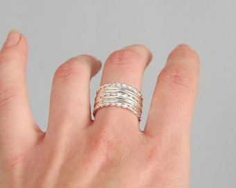 Silver Stacking Rings: Set of Seven Rings