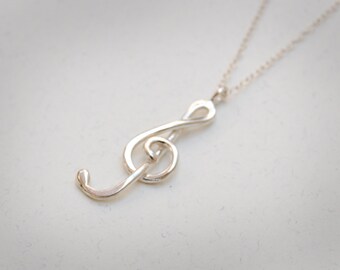 Delicate Sterling Silver Treble Clef Pendant