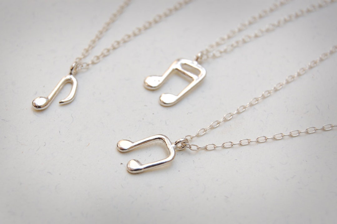 Delicate Sterling Silver Musical Note Pendant - Etsy