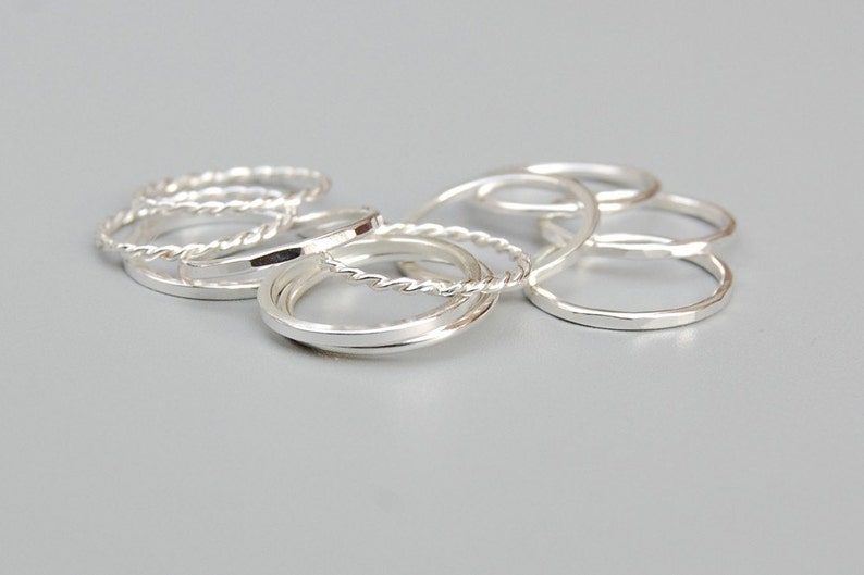 Silver Stacking Rings: Set of Three Rings image 4
