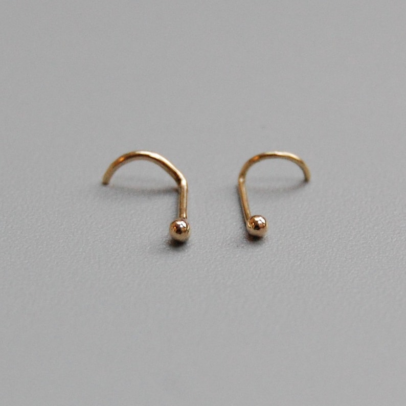 Solid Gold Nose Ring in 14k, 18k, 22k: Yellow, Rose or White Gold image 5