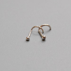 Solid Gold Nose Ring in 14k, 18k, 22k: Yellow, Rose or White Gold image 4