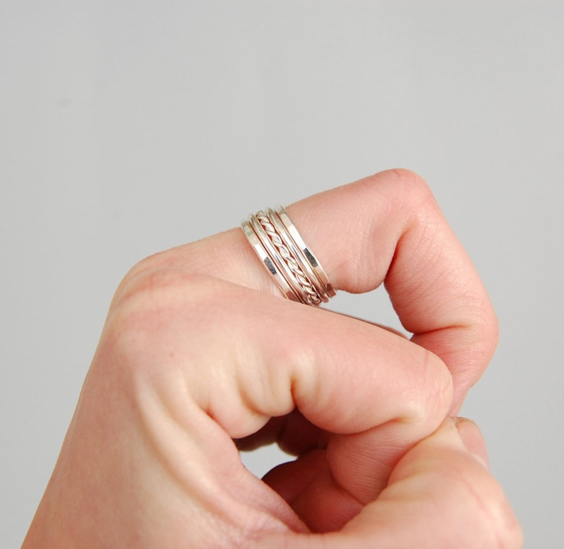 Silver Stacking Rings Set of Five Rings Etsy