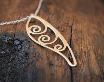 Elven Leaf Series: Half Leaf Pendant in Sterling Silver