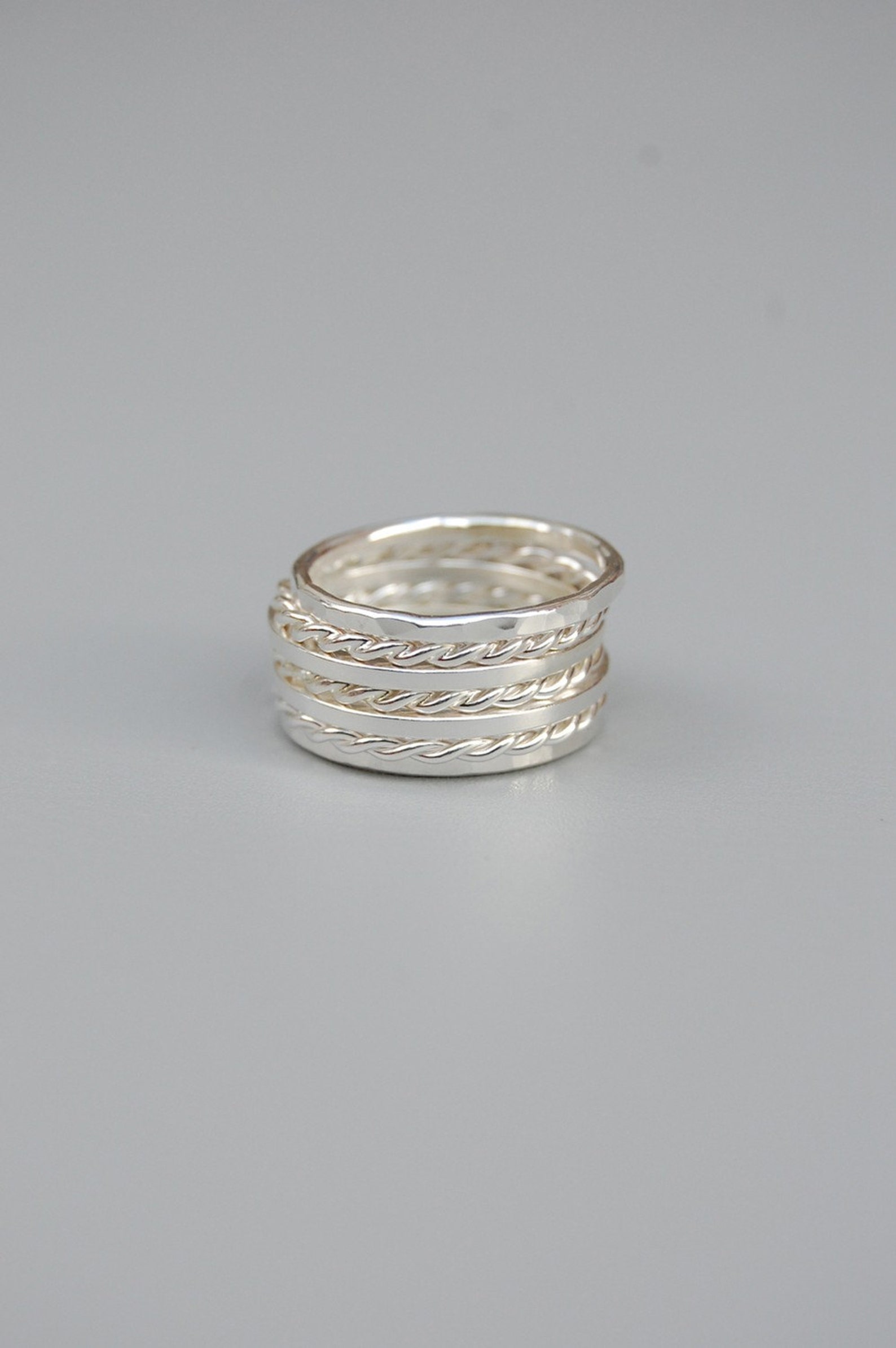Silver Stacking Rings: Set of Seven Rings - Etsy