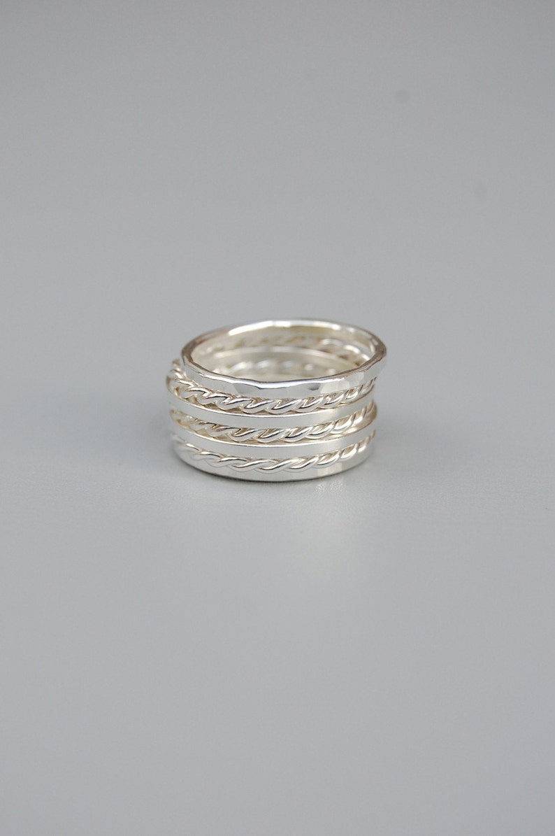 Silver Stacking Rings Set of Seven Rings Etsy