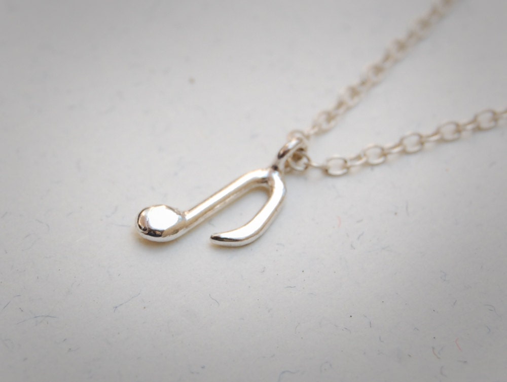Delicate Sterling Silver Musical Note Pendant - Etsy