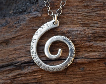 Spiral Necklace in Brass OR Sterling Silver