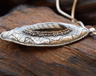 Fossilized Orthoceras and Sterling Silver Artisan Necklace