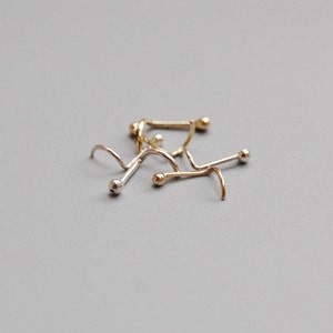 Solid Gold Nose Ring in 14k, 18k, 22k: Yellow, Rose or White Gold image 2