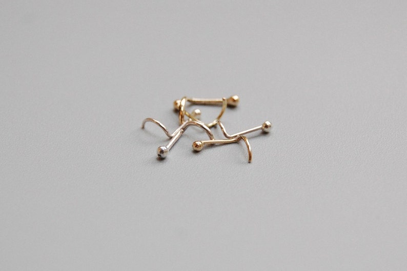 Solid Gold Nose Ring in 14k, 18k, 22k: Yellow, Rose or White Gold image 2