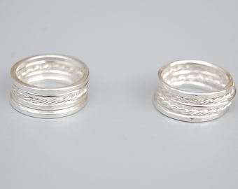 Silver Stacking Rings: Set of Five Rings