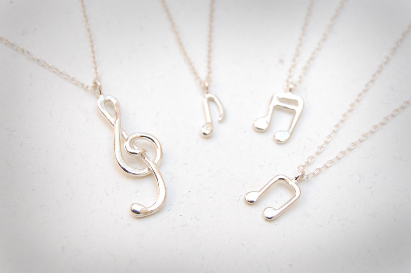 Delicate Sterling Silver Musical Note Pendant - Etsy