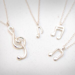 Delicate Sterling Silver Musical Note Pendant - Etsy