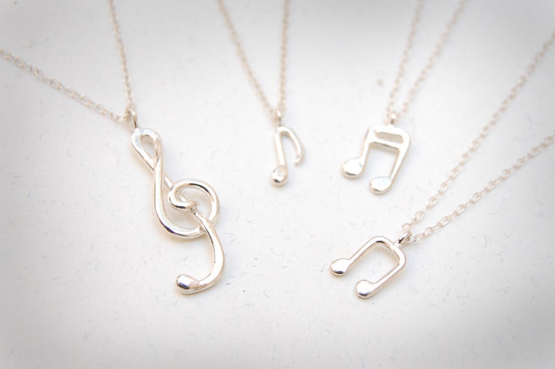 Delicate Sterling Silver Musical Note Pendant - Etsy