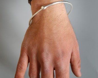 Silver Ouroboros Infinity Bangle: Men's Bracelet - Year of the Snake