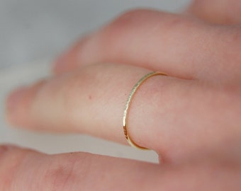 Golden Mini: Solid Gold Skinny Stacking Ring, Single Ring in 14k, 18k or 22k