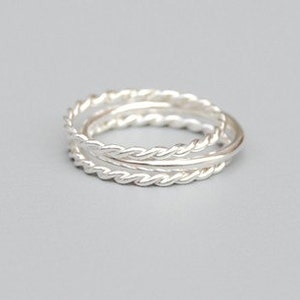 Silver Stacking Rings: Set of Three Rings image 1