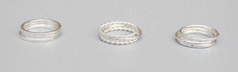 Silver Stacking Rings: Set of Three Rings image 1