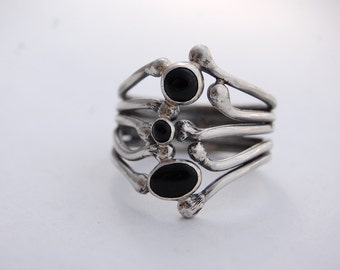 Carnivorous Plant Series: NOIR - Sterling Silver and Black Onyx Ring