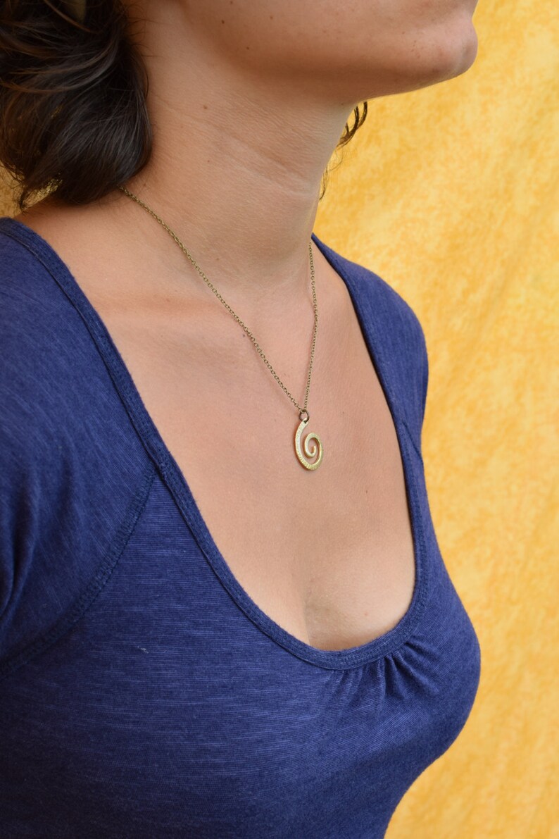 Spiral Necklace in Brass OR Sterling Silver image 3