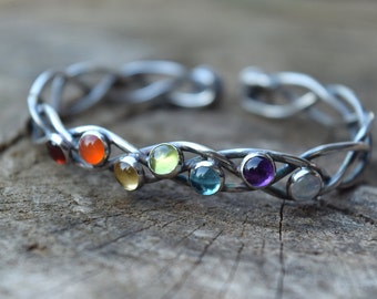 Chakra Bracelet - Sterling Silver and Rainbow Gemstones