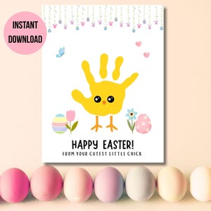 Easter Handprint Craft for Toddlers - Happy Easter Handprint Art - Easter Chick Printable