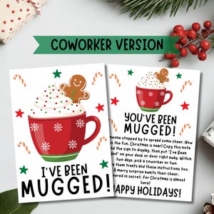 Druckbares Youve Been Mugged Coworker Urlaub Vergnügen Geheimer Geschenk Austausch Wichtel Spiel Team-Gebäude Büroaktivität Idee Personal Arbeitsmoral