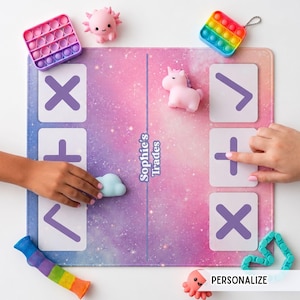 Spersonalizowana mata handlowa Fidget Trading, spersonalizowana stacja wymiany zabawek Squishy, plansza do gry, prezent dla nastolatków, sensoryczna mata do wymiany na deszczowe dni