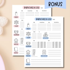 Cuidador Bebé Niño Pequeño Rastreador Registro de Enfermera Nocturna Tabla de Alimentación de Medicamentos Lista de Actividades del Sueño Niñera Recién Nacida Abuelo Informe de Nuevos Padres