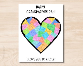 Torn Paper Craft GRANDPARENT's DAY, Grandparents Day Card, Daycare + Kindergarten Craft, Kids Activities, Shredded Paper Pieces Activities