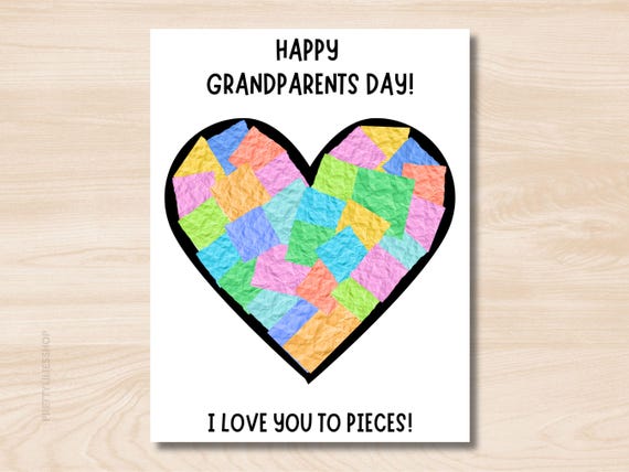 Torn Paper Craft GRANDPARENT's DAY, Grandparents Day Card, Daycare + Kindergarten Craft, Kids Activities, Shredded Paper Pieces Activities