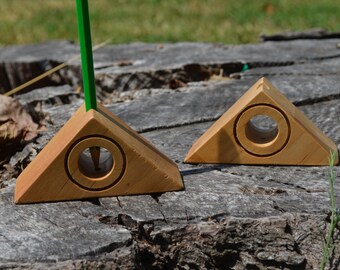 Deathly Hallows-Inspired Pencil Holder – Handcrafted Pine, Lacquer Sealed, 4x1.375x2” Desk Decor