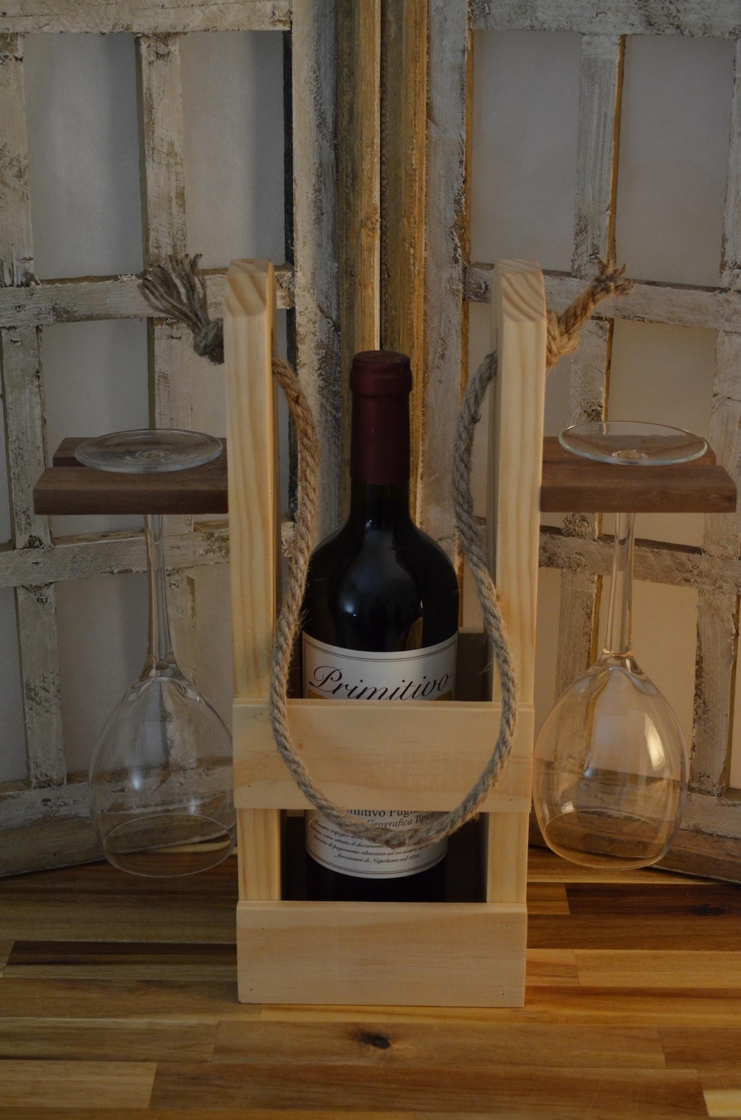 Handcrafted Rustic Wine Caddy: Walnut & Pine, Made in Texas - Etsy