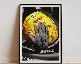 Lewis Hamilton Helmet Ferrari F1 Racing Helmet Poster, Wall Art, Motorsport Print