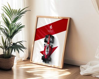 Lewis Hamilton Ferrari Poster, Formula 1 Wall Art, Racing Print, Motorsport Decor