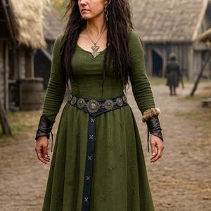 Viking Maxi Dress for Women, Renaissance Faire Linen Viking Dress, Fantasy Fairytale Medieval Gown, Ren Faire Historical Woman Costume